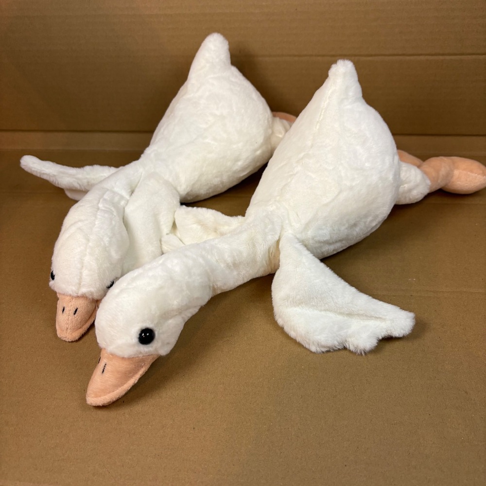 2‎ White Plush Goose Stuffed Animal Floppy Neck Kawaii Soft Toy
